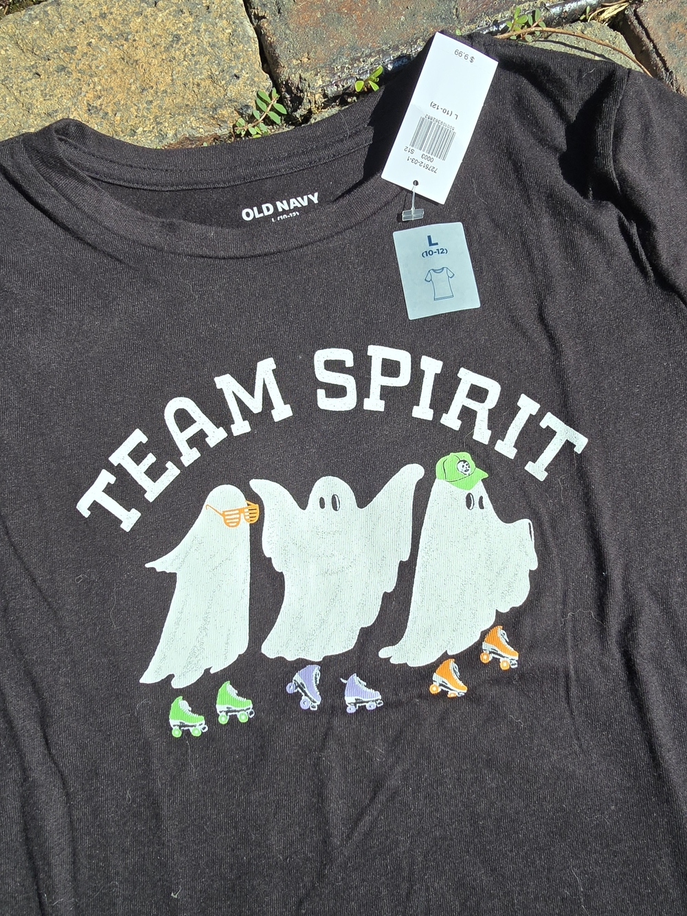 Old Navy Black Kids "Team Spirit" Ghost Graphic Tee Halloween Graphic Tee